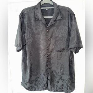 George Black Floral Jacquard Short-Sleeve Button-Down Shirt